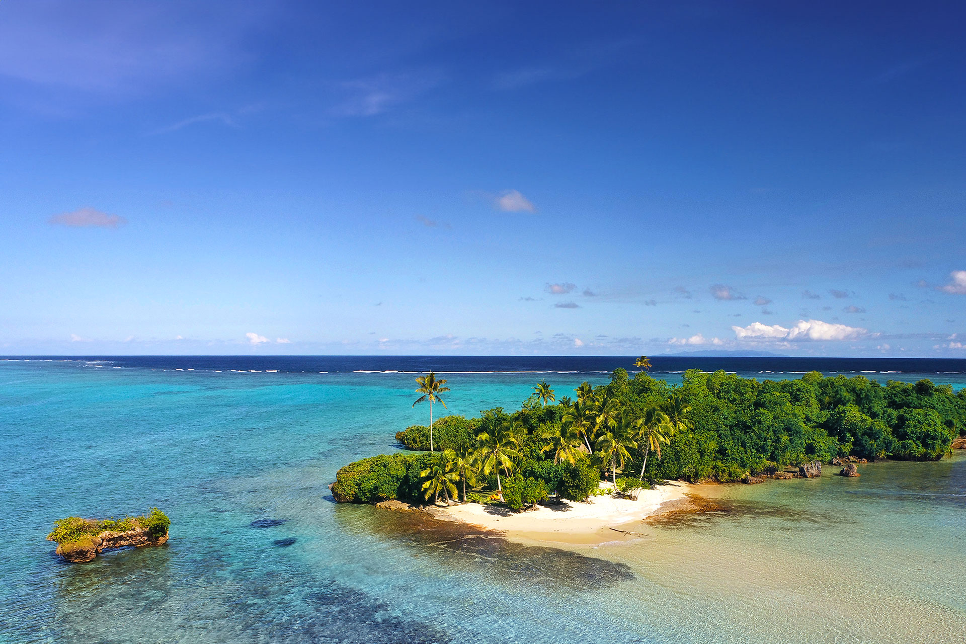 An aerial view of JMCR Fiji's Private Island