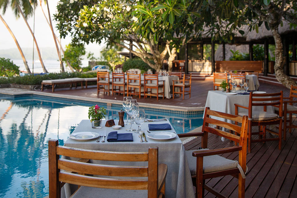 8-All-Inclusive-Vacation-Packages-Fiji Sophisticated dining awaits for adults as part of all-inclusive Fiji vacation packages at Jean-Michel Cousteau Resort Fiji